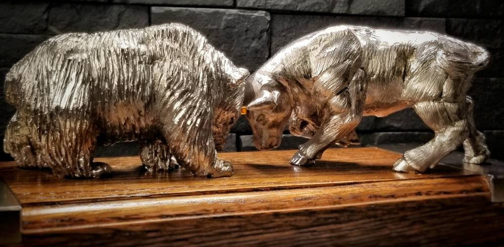 "Bull and Bear" - Hand-Sculpted Maglev Art