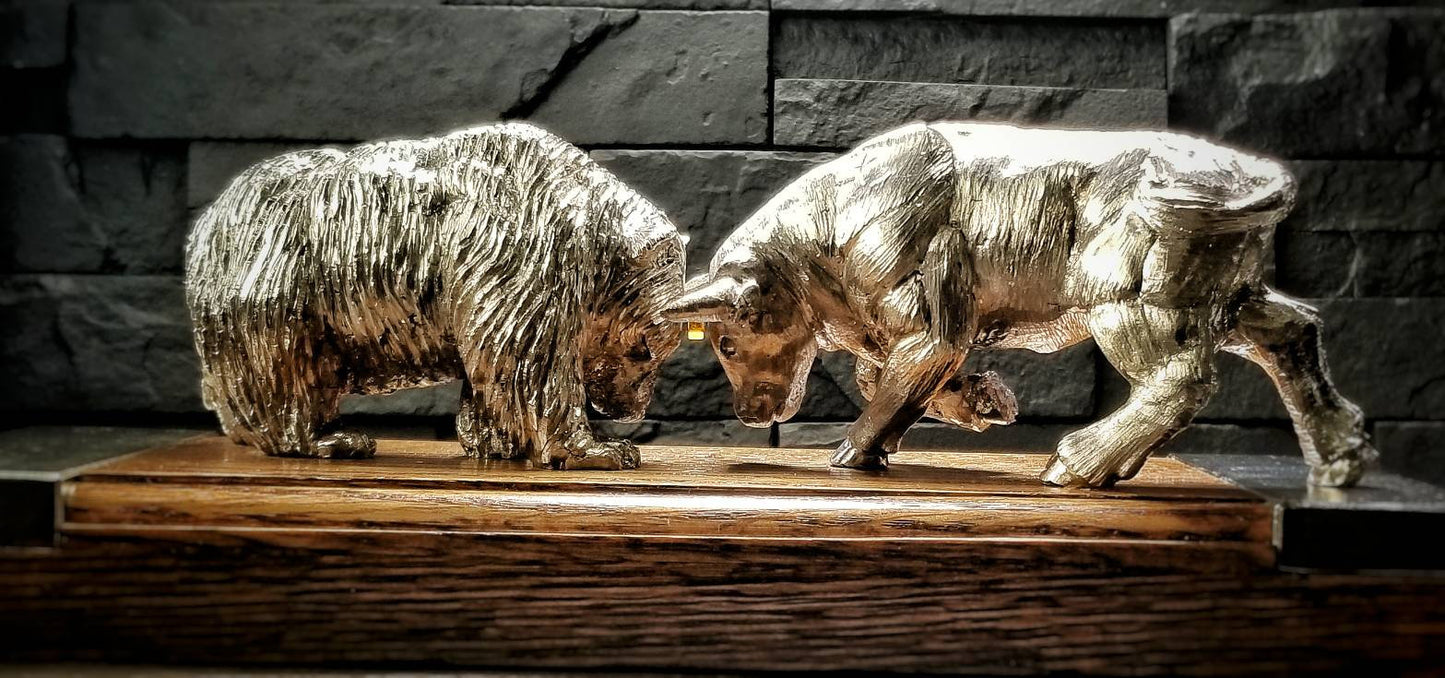 "Bull and Bear" - Hand-Sculpted Maglev Art