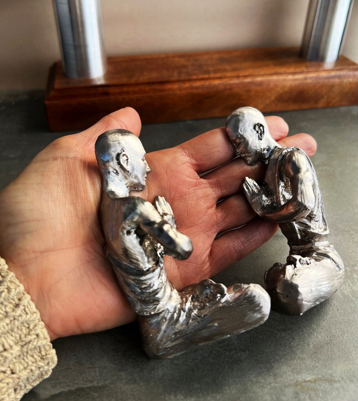 "The Space Between" Levitation Physics Sculpture, Bismuth Diamagnetic Kinetic Maglev, Meditation Altar Statue Art, Unique Zen Room Decor