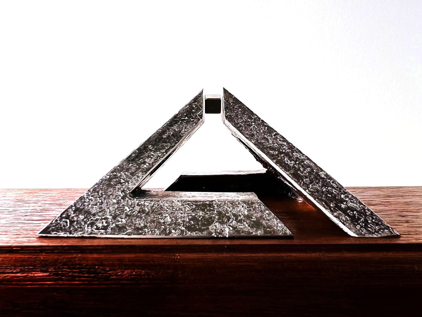 Pyramid Maglev, Gravity Defying Bismuth, Kinetic Art Sculpture, Unique Science Gift Decor