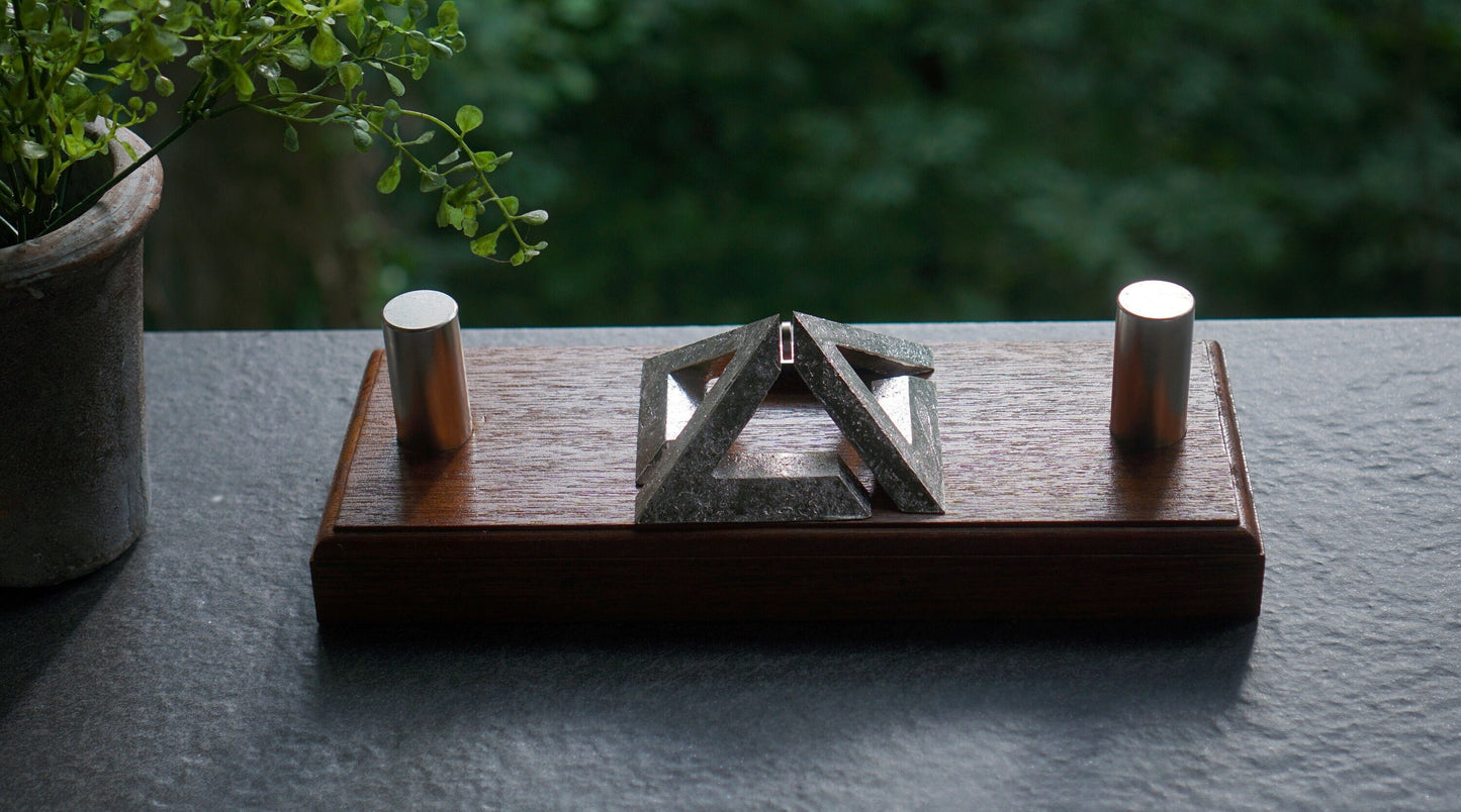 Pyramid Maglev, Gravity Defying Bismuth, Kinetic Art Sculpture, Unique Science Gift Decor