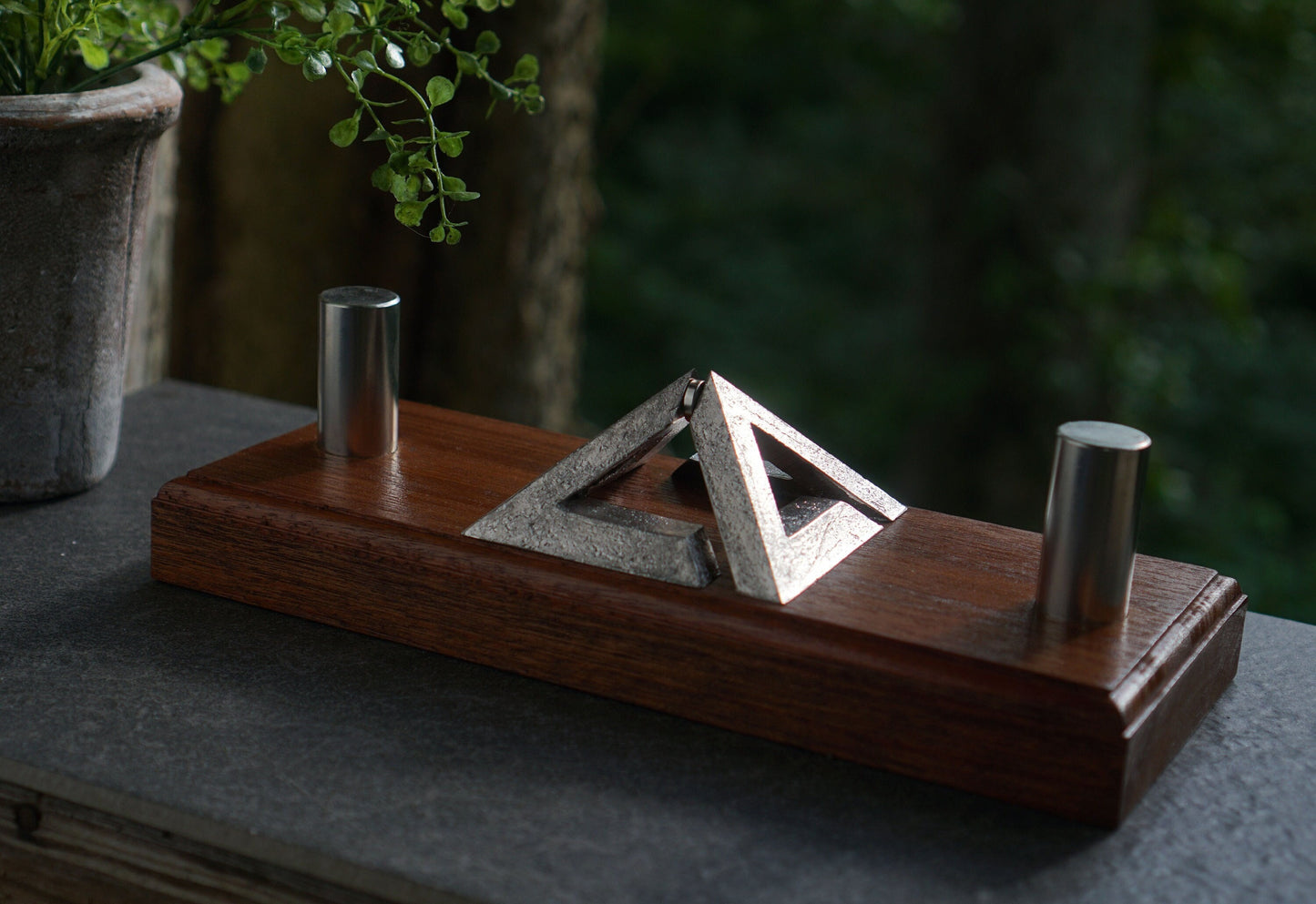 Pyramid Maglev, Gravity Defying Bismuth, Kinetic Art Sculpture, Unique Science Gift Decor