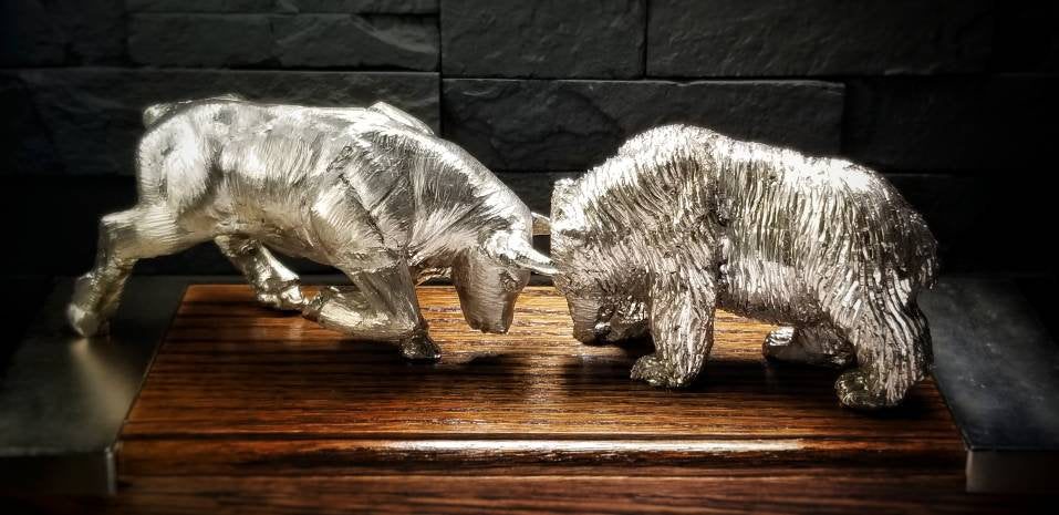 "Bull and Bear" - Hand-Sculpted Maglev Art